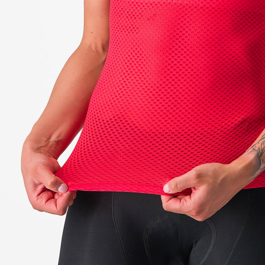 Camada Base Castelli PRO MESH W SHORT SLEEVE Feminino Vermelhas | 036297PHO