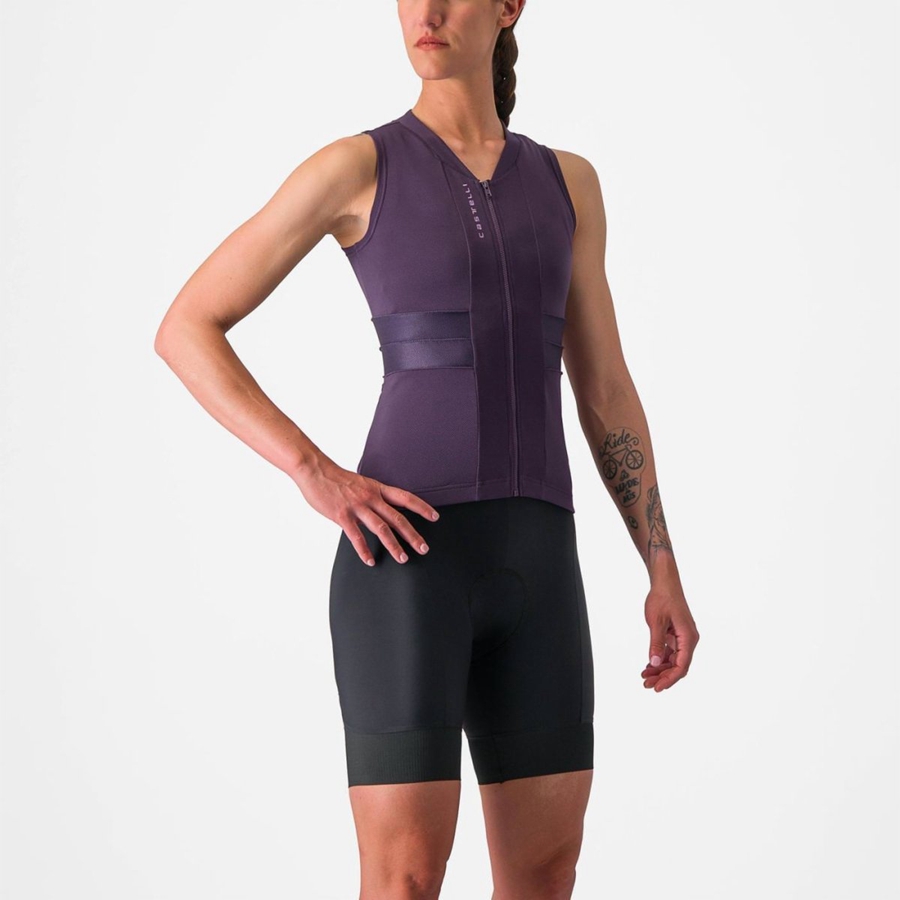 Camisa Castelli ANIMA 4 SLEEVELESS Feminino Roxo Branco | 761034ZPI