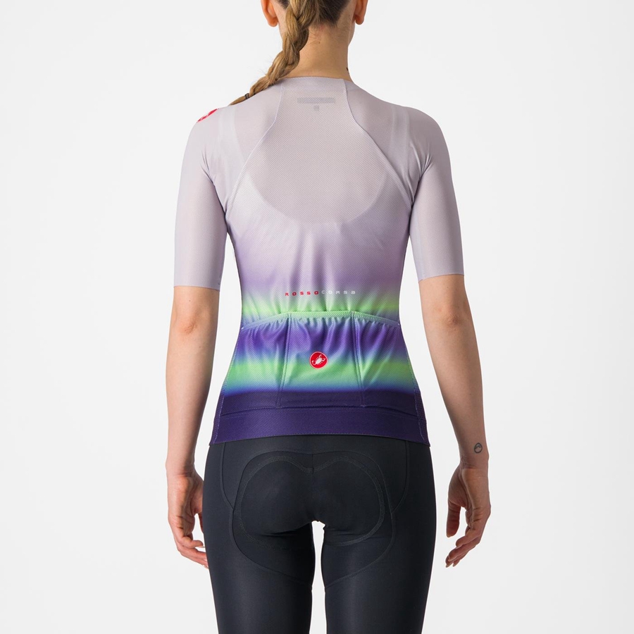 Camisa Castelli CLIMBER'S 4.0 W Feminino Roxo Branco Verdes Roxo Escuro | 539478RQP