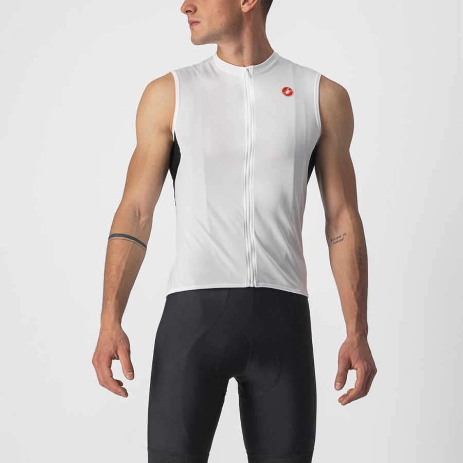 Camisa Castelli ENTRATA VI SLEEVELESS Masculino Branco Pretas Vermelhas | 156482ZJF