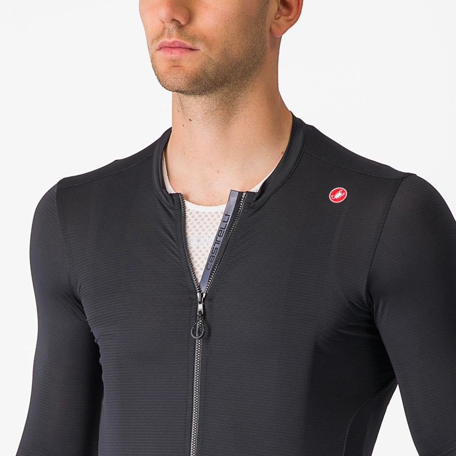 Camisa Castelli ESPRESSO LS Masculino Pretas Cinzentas Escuro | 708429RZT