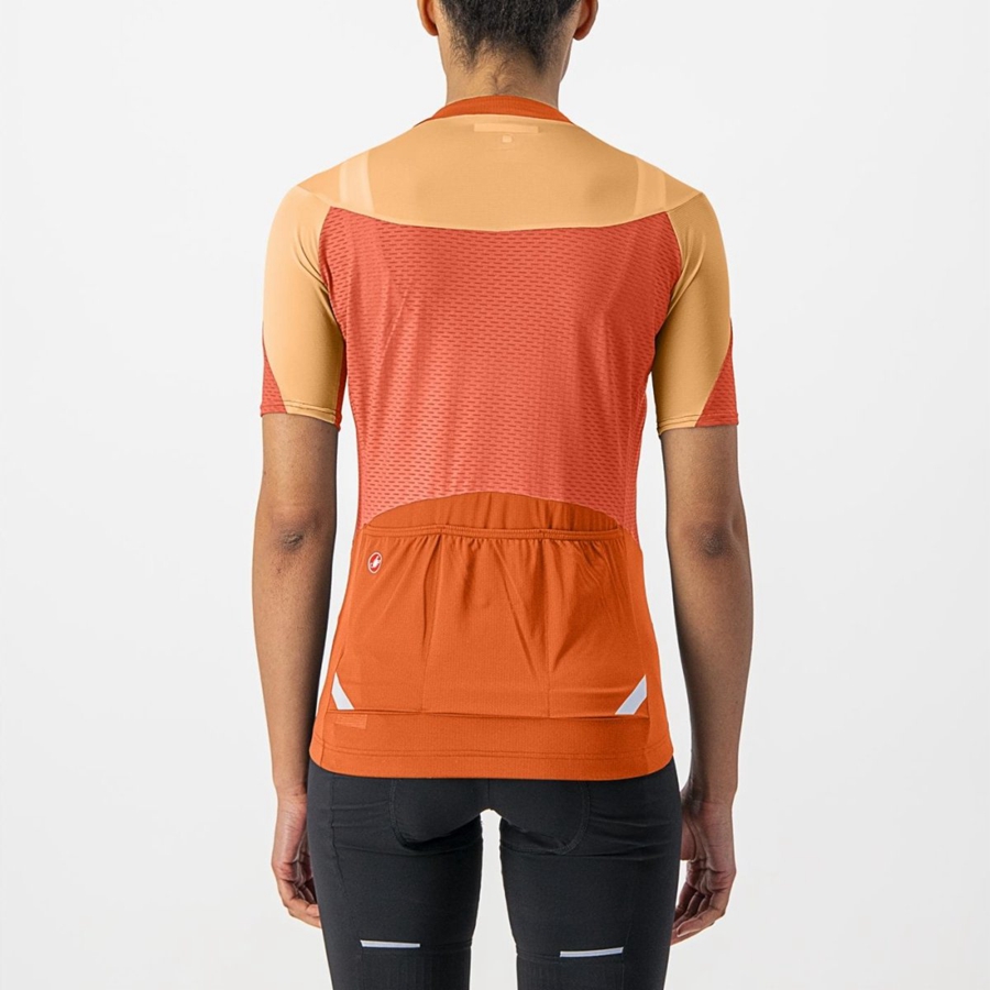 Camisa Castelli GRADIENT COLOR BLOCK Feminino Vermelhas Escuro Laranja Laranja | 709614RGQ