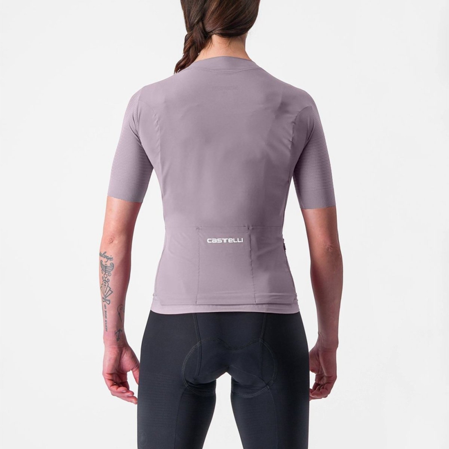 Camisa Castelli PREMIO W Feminino Roxo Branco | 607184CZN