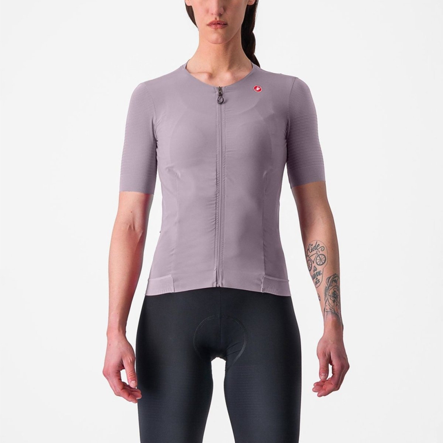 Camisa Castelli PREMIO W Feminino Roxo Branco | 607184CZN