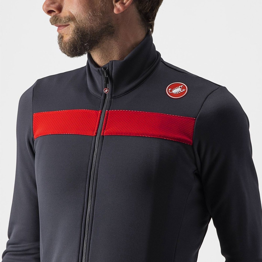 Camisa Castelli PURO 3 FZ Masculino Cinzentas Escuro Vermelhas | 230897PLZ