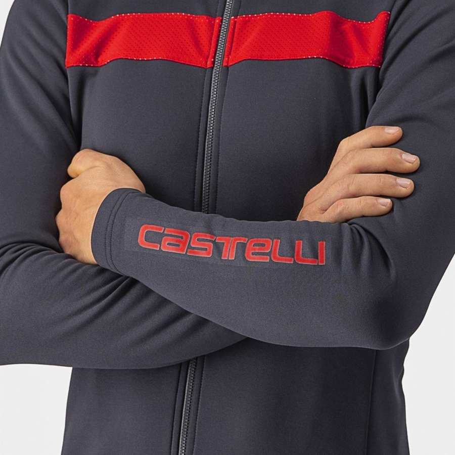Camisa Castelli PURO 3 FZ Masculino Cinzentas Escuro Vermelhas | 230897PLZ