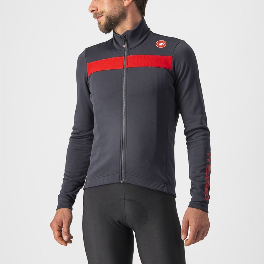 Camisa Castelli PURO 3 FZ Masculino Cinzentas Escuro Vermelhas | 230897PLZ