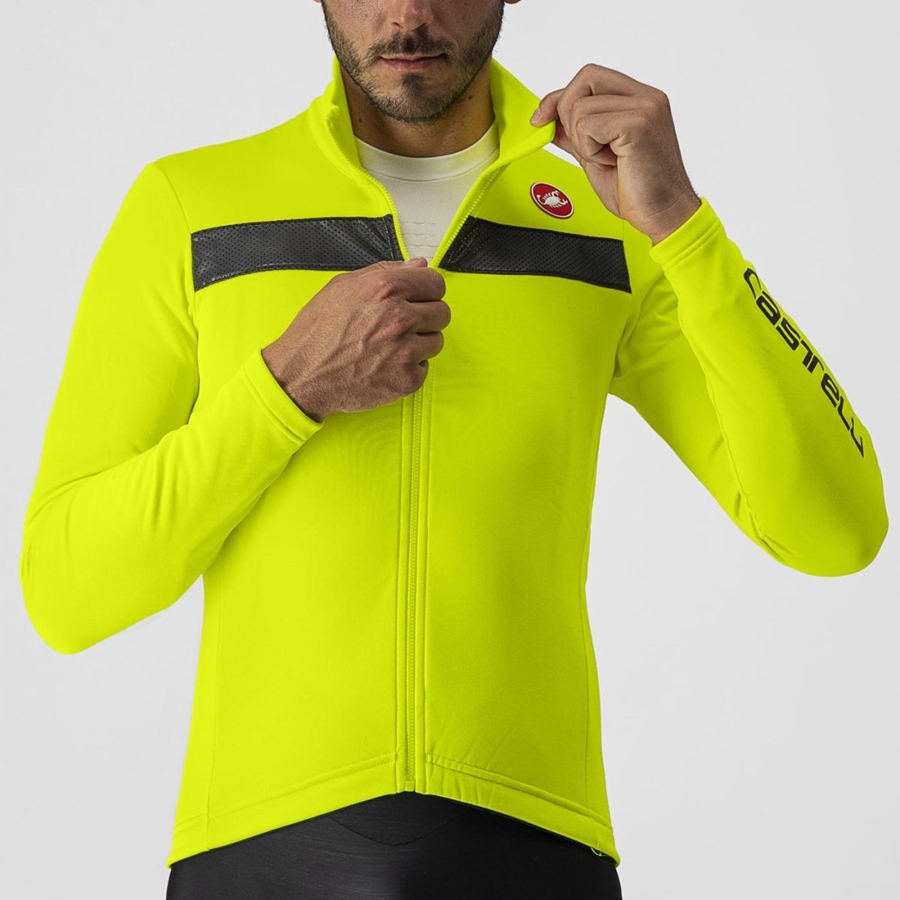 Camisa Castelli PURO 3 FZ Masculino Luz Verdes Prateadas | 419286UDQ