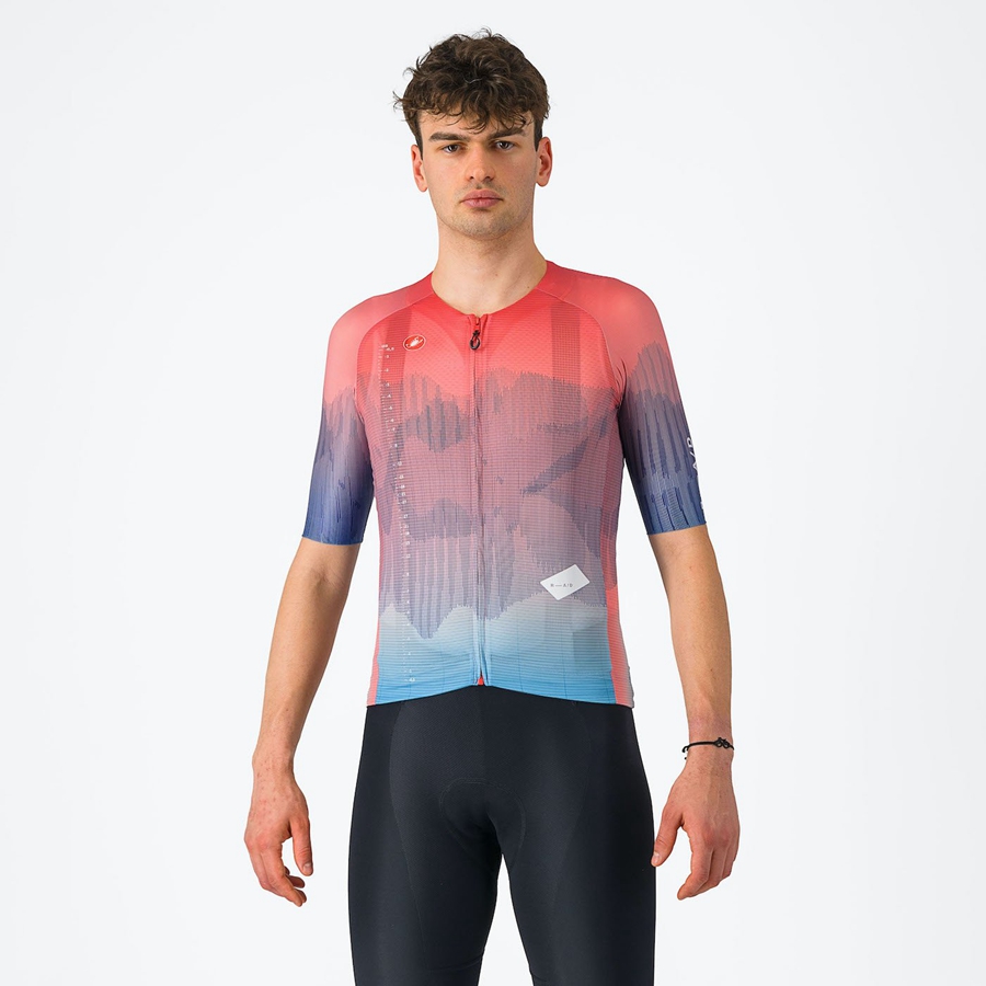 Camisa Castelli R-A/D Masculino Multicoloridas Rosa Azuis | 654172DWU
