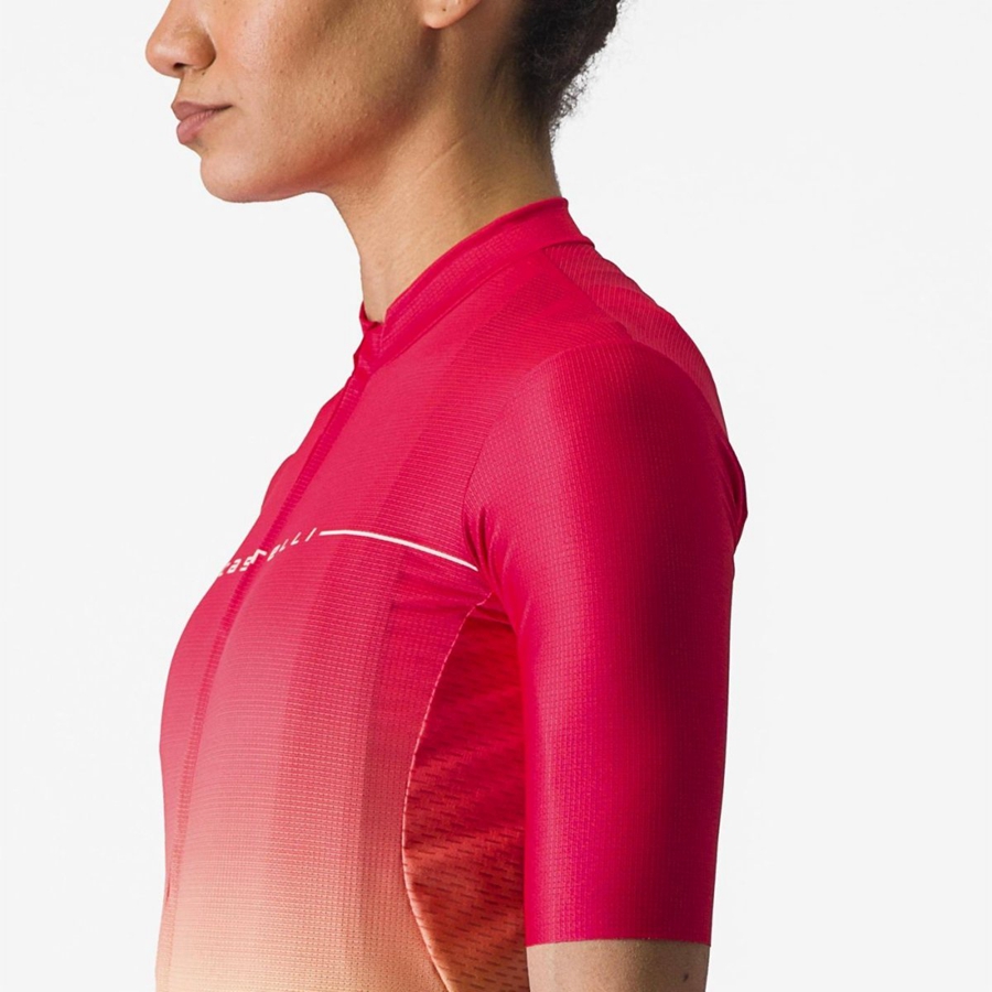 Camisa Castelli SALITA Feminino Laranja Branco | 791426UDE