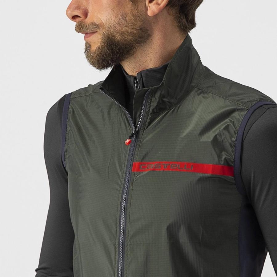 Colete Castelli SQUADRA STRETCH Masculino Verdes Cinzentas Escuro | 639120DYV