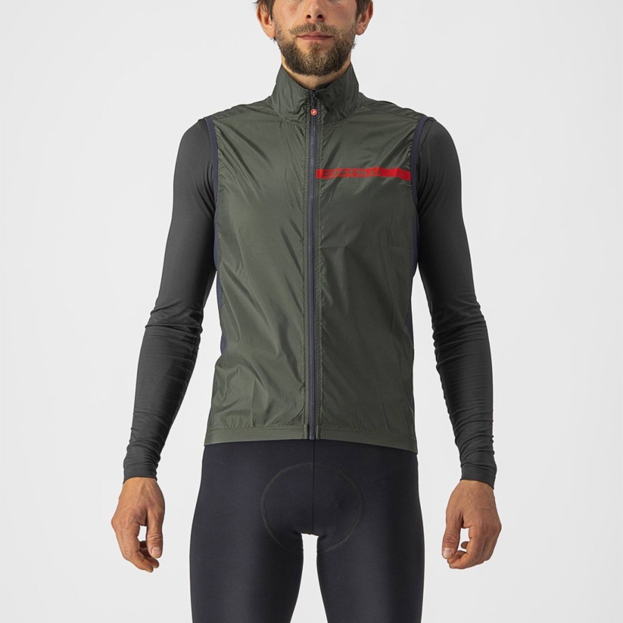Colete Castelli SQUADRA STRETCH Masculino Verdes Cinzentas Escuro | 639120DYV