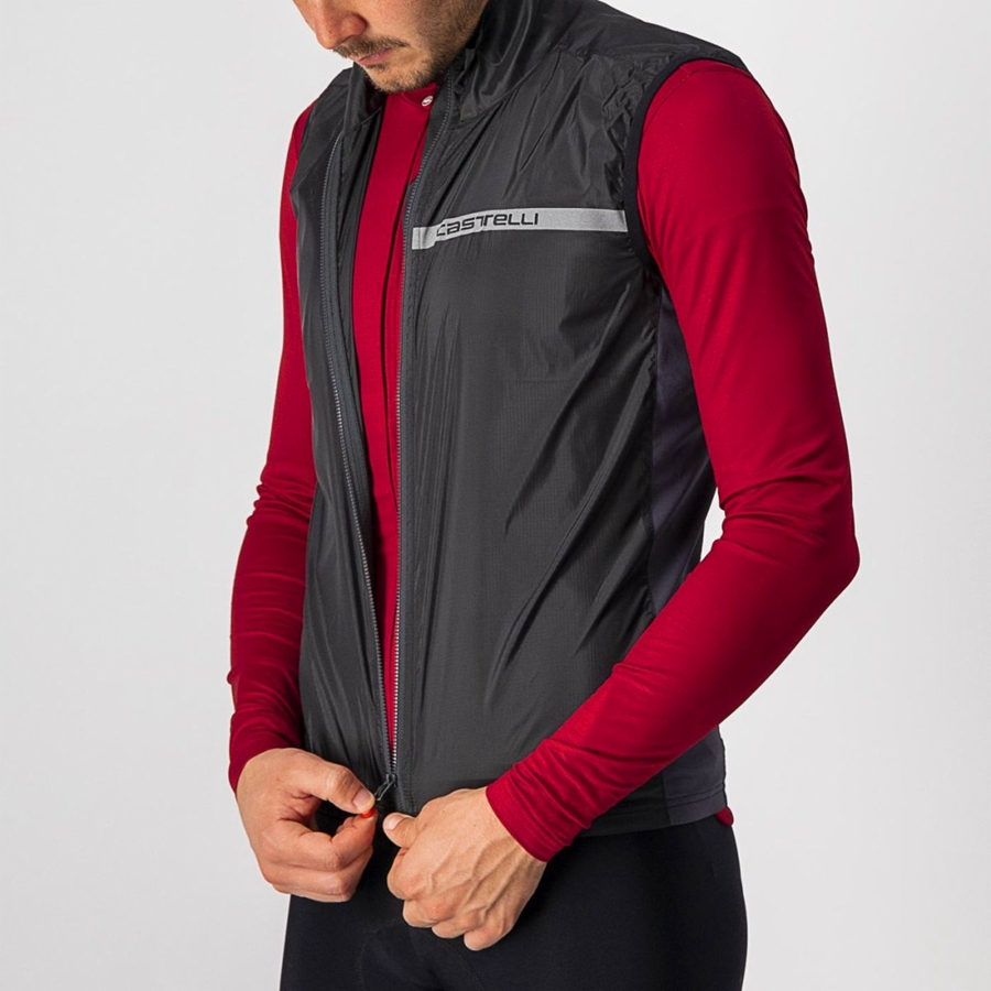 Colete Castelli SQUADRA STRETCH Masculino Pretas Cinzentas Escuro | 618470OFG