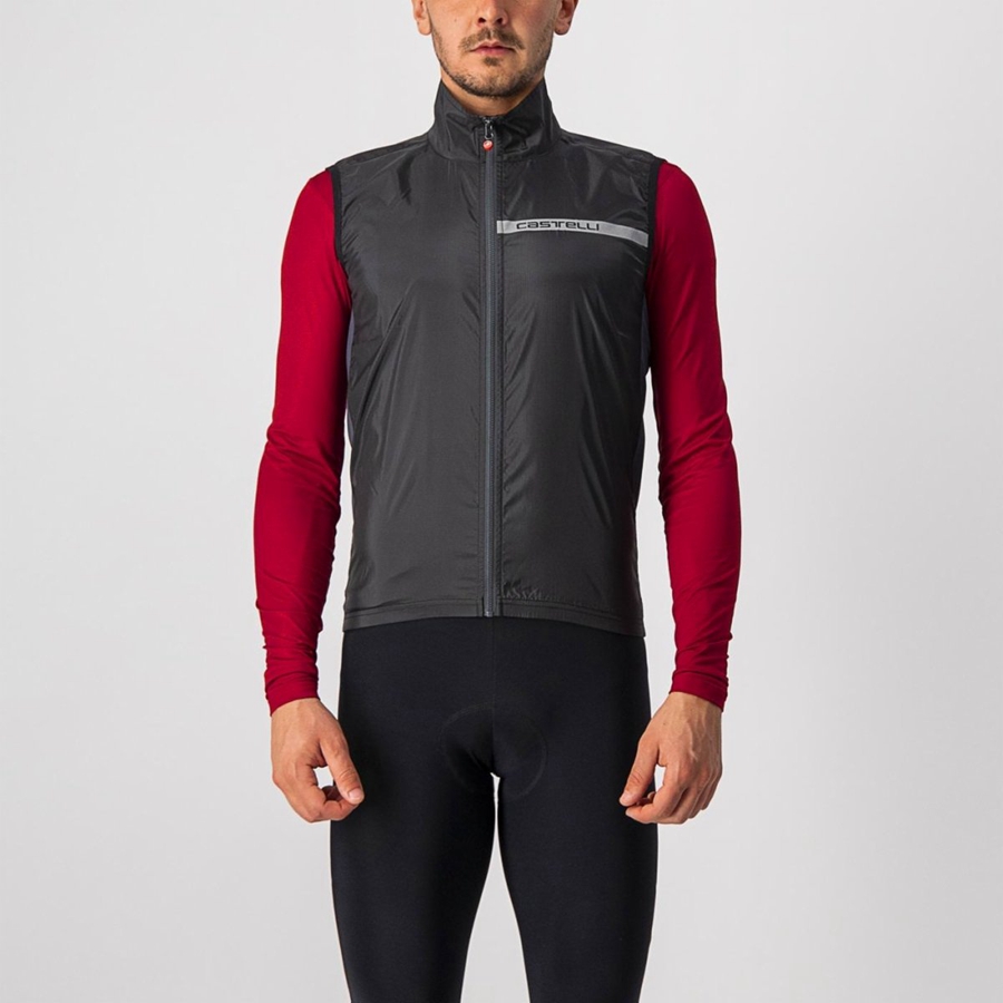 Colete Castelli SQUADRA STRETCH Masculino Pretas Cinzentas Escuro | 618470OFG