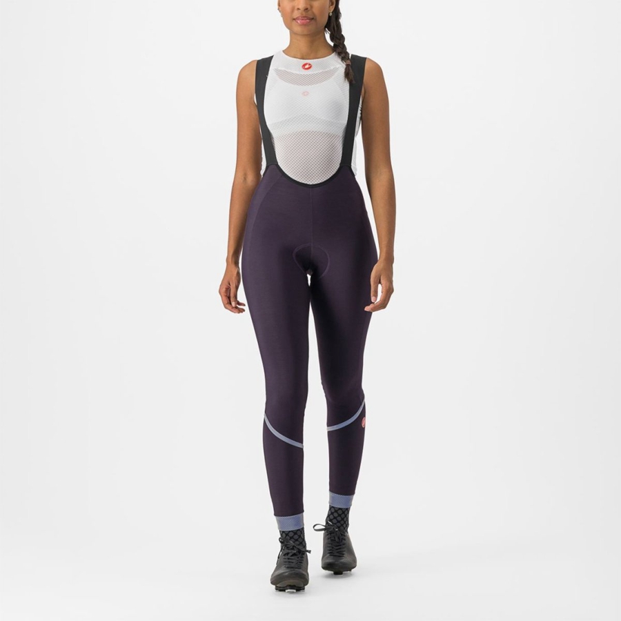 Collants Com Babador Castelli VELOCISSIMA DT Feminino Prateadas | 093678XKU