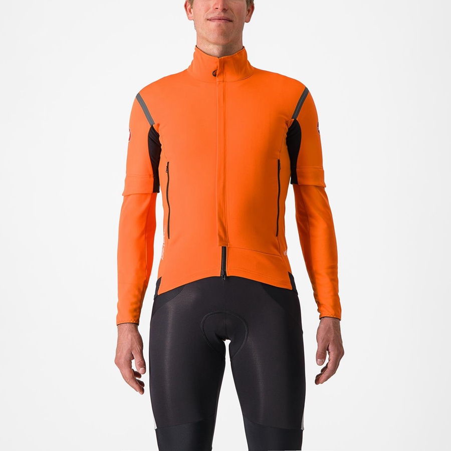 Jaquetas Castelli PERFETTO RoS 2 CONVERTIBLE Masculino Vermelhas Laranja Cinzentas Escuro | 495703TQC