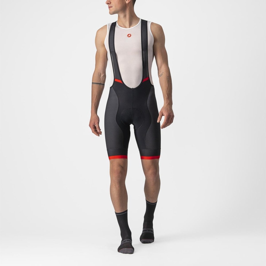 Shorts Com Babador Castelli COMPETIZIONE KIT Masculino Pretas Vermelhas | 910473GPV