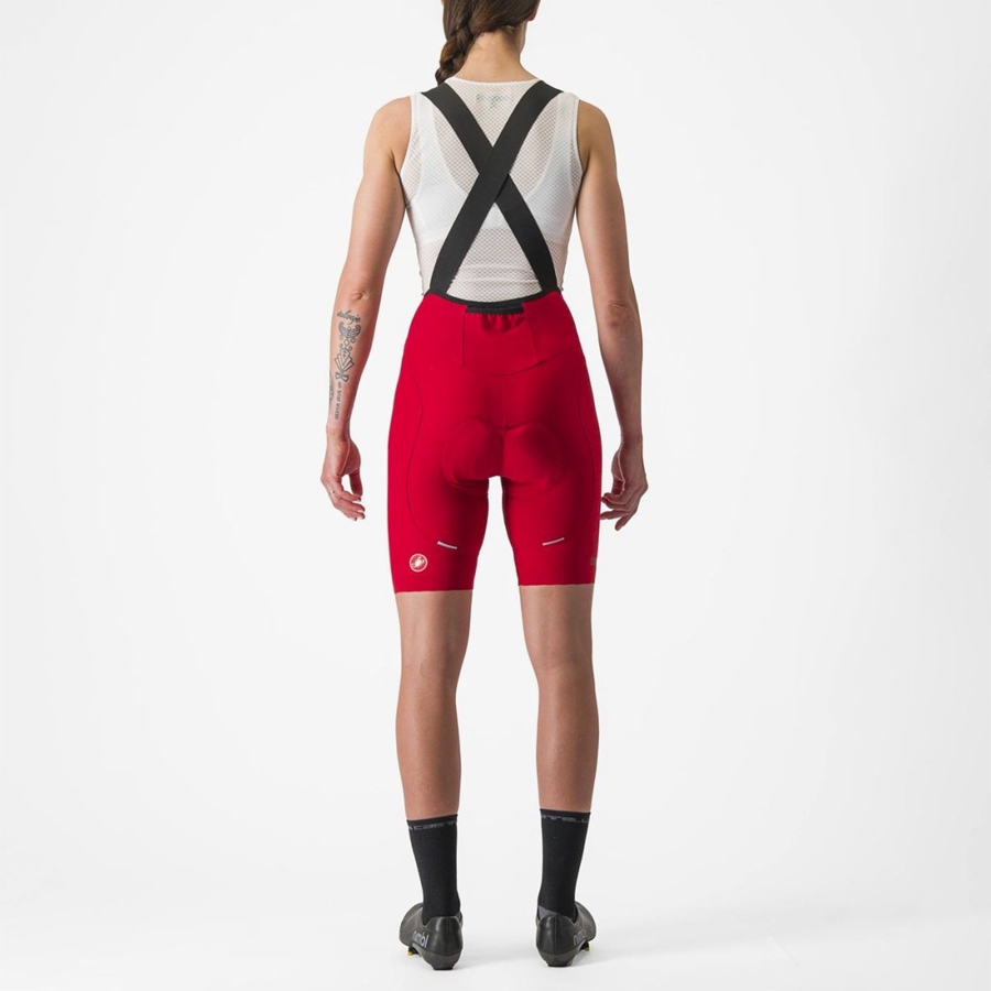 Shorts Com Babador Castelli ESPRESSO W DT Feminino Vermelhas | 302615TXH
