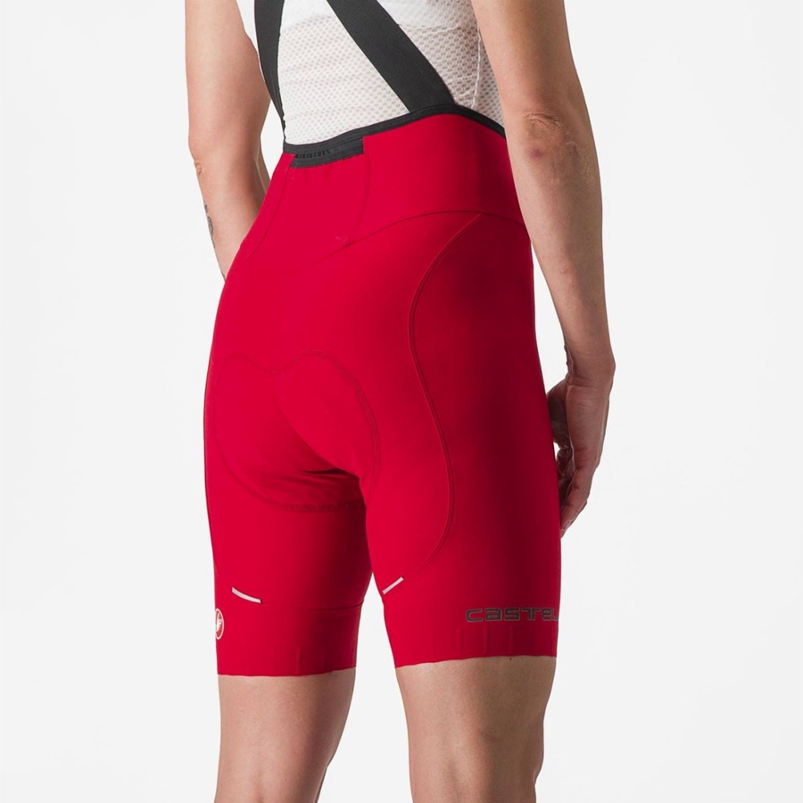 Shorts Com Babador Castelli ESPRESSO W DT Feminino Vermelhas | 302615TXH
