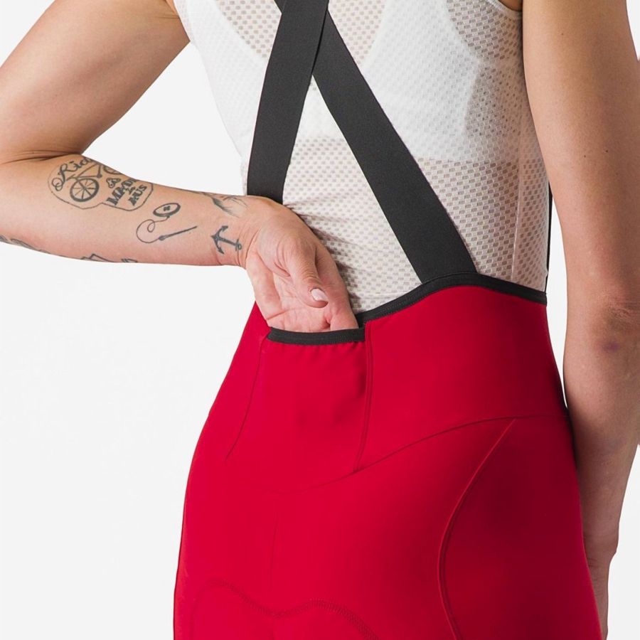 Shorts Com Babador Castelli ESPRESSO W DT Feminino Vermelhas | 302615TXH