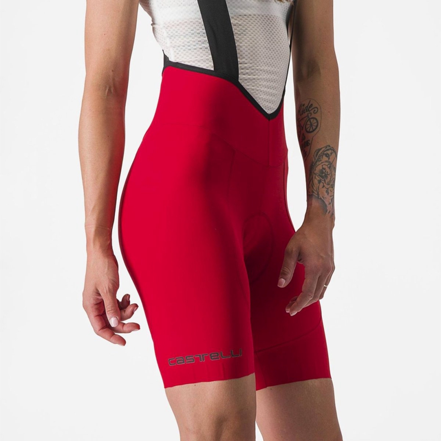 Shorts Com Babador Castelli ESPRESSO W DT Feminino Vermelhas | 302615TXH