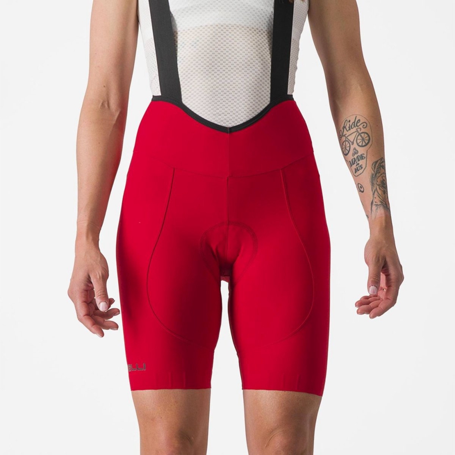 Shorts Com Babador Castelli ESPRESSO W DT Feminino Vermelhas | 302615TXH