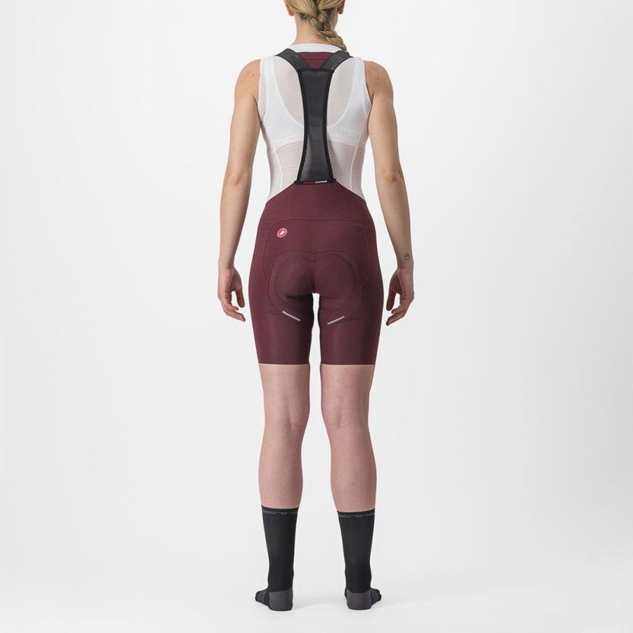 Shorts Com Babador Castelli FREE AERO RC W Feminino Bordeaux Escuro | 217485IKQ