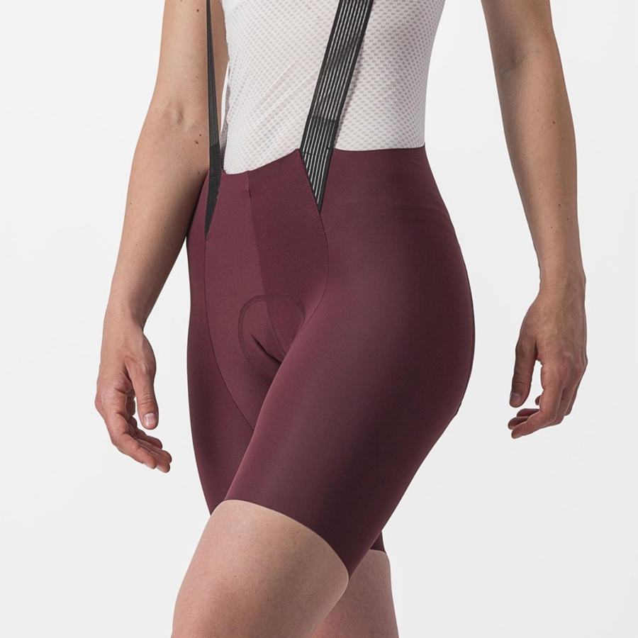Shorts Com Babador Castelli FREE AERO RC W Feminino Bordeaux Escuro | 217485IKQ