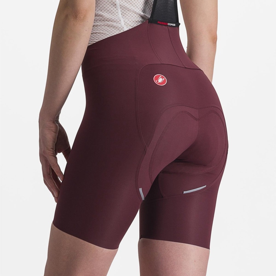 Shorts Com Babador Castelli FREE AERO RC W Feminino Bordeaux Escuro | 217485IKQ