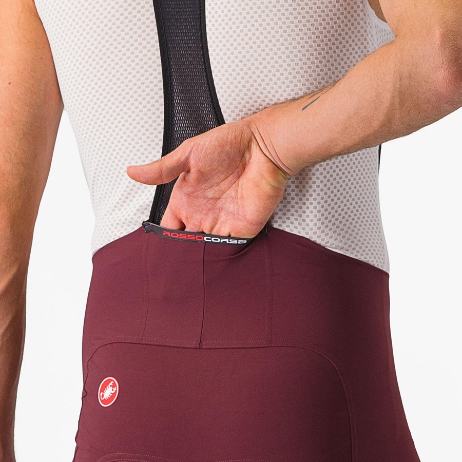 Shorts Com Babador Castelli FREE AERO RC CLASSIC Masculino Bordeaux Escuro Branco | 952437TPI