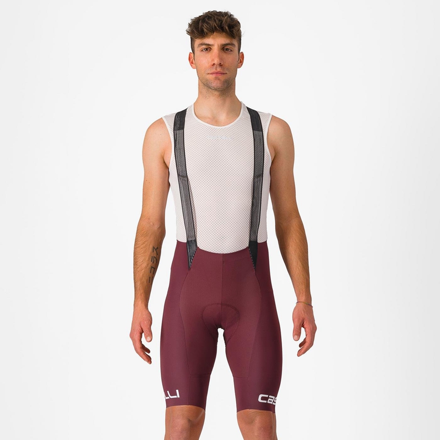 Shorts Com Babador Castelli FREE AERO RC CLASSIC Masculino Bordeaux Escuro Branco | 952437TPI
