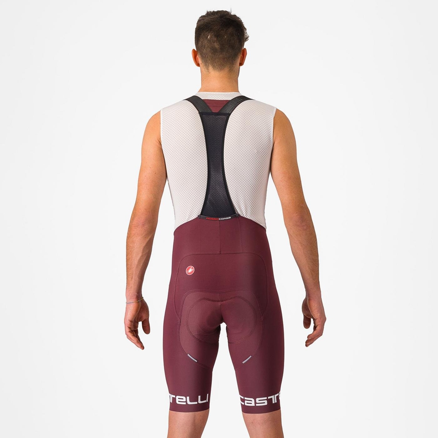 Shorts Com Babador Castelli FREE AERO RC CLASSIC Masculino Bordeaux Escuro Branco | 952437TPI