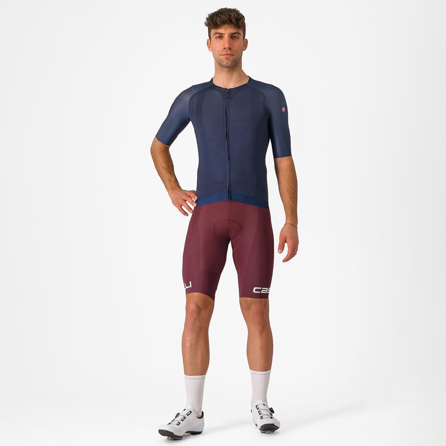 Shorts Com Babador Castelli FREE AERO RC CLASSIC Masculino Bordeaux Escuro Branco | 952437TPI