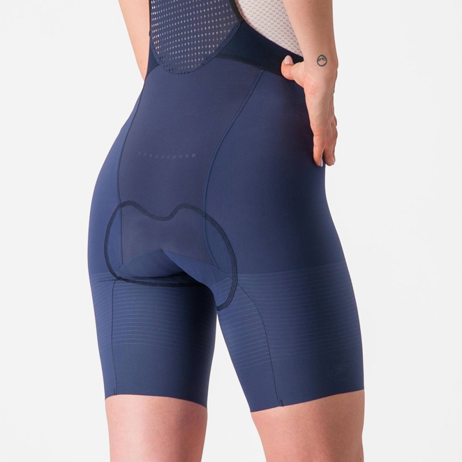 Shorts Com Babador Castelli PREMIO W Feminino Azuis Cinzentas Azuis | 389046RJT